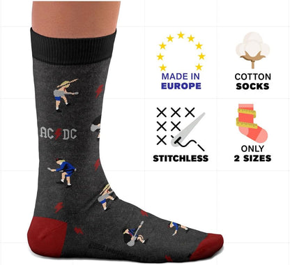 ACDC, Angus Young Socks - Perfect Present for rock lovers and fans, Cotton Socks, Only 2 Sizes, 4-7 and 7½-11½