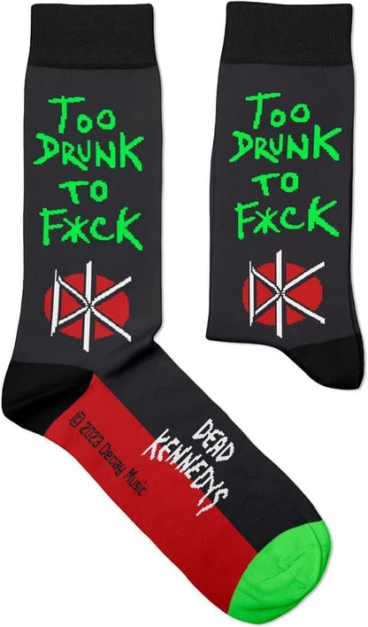 Dead Kennedys, Too Drunk Socks - Perfect Present for rock fans, Cotton Socks, Only 2 Sizes, 4-7 and 7½-11½