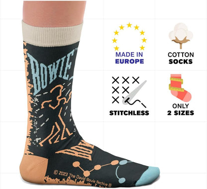 David Bowie, Let´s Dance Socks - Perfect Present for music lovers and fans, Cotton Socks, Only 2 Sizes, 4-7 and 7½-11½