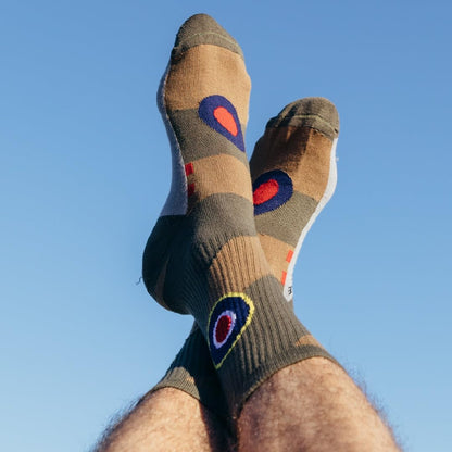 Heel Tread RAF's Supermarine Spitfire Socks, World War II, Aeroplane Gifts - Cotton Socks, Only 2 sizes, 4-7 and 7½-11½