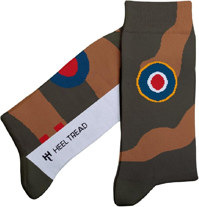 Heel Tread RAF's Supermarine Spitfire Socks, World War II, Aeroplane Gifts - Cotton Socks, Only 2 sizes, 4-7 and 7½-11½