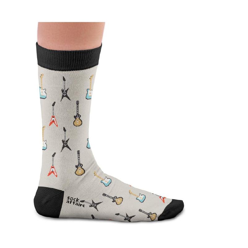 Six String Socks, Acoustic Guitar, Guitar Strings - Perfect Present for music lovers and Guitar fans, Cotten Socks, Only 2 sizes, for Men and Women, 4-7 and 7½-11½