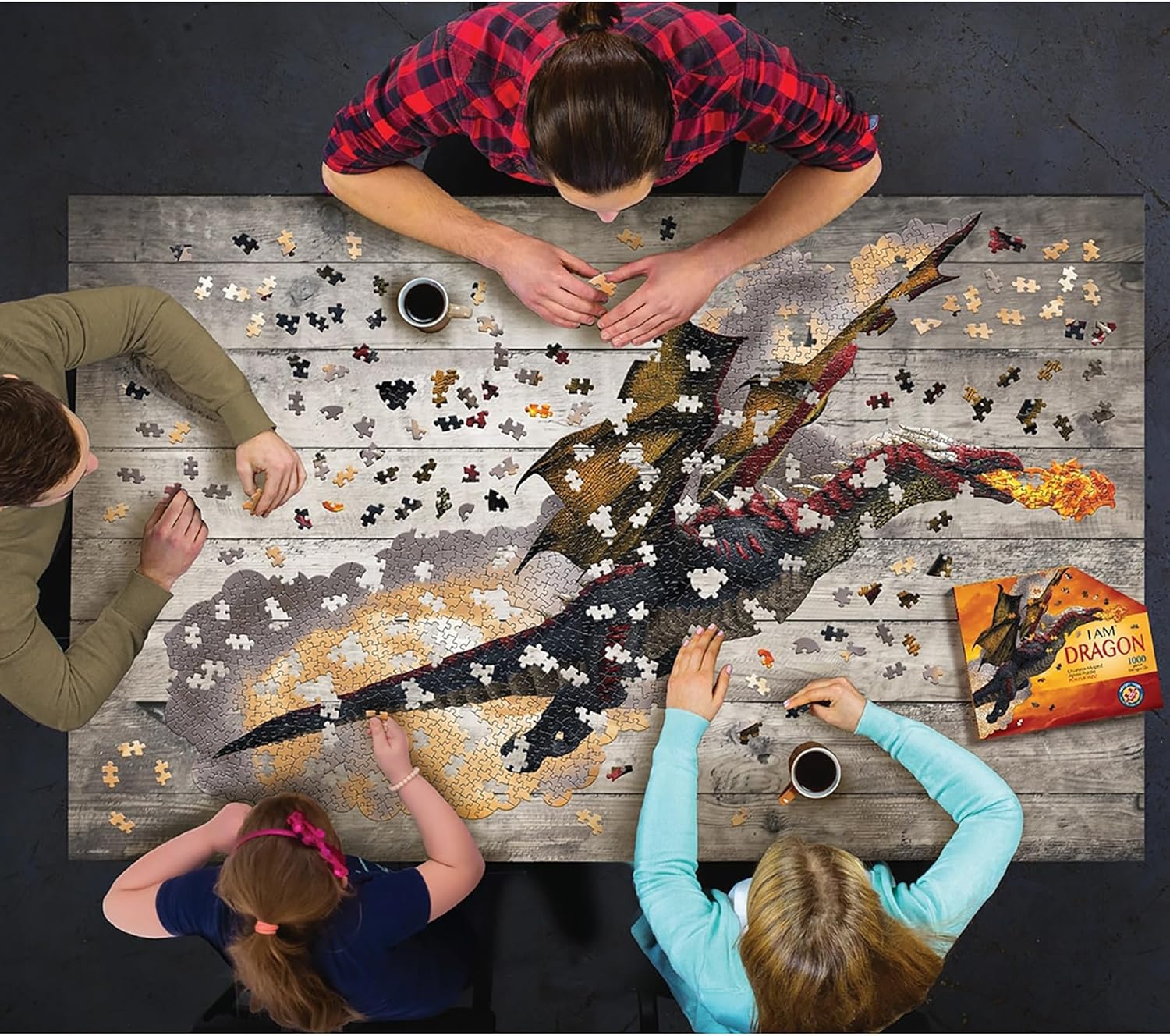Madd Capp: I Am Dragon - 1000 Piece Dragon Shaped Jigsaw Puzzle, 41x20 Finished Size, Includes Educational Fun Fact Booklet, Fantasy Puzzle