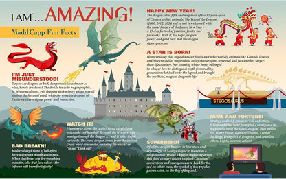 Madd Capp: I Am Dragon - 1000 Piece Dragon Shaped Jigsaw Puzzle, 41x20 Finished Size, Includes Educational Fun Fact Booklet, Fantasy Puzzle