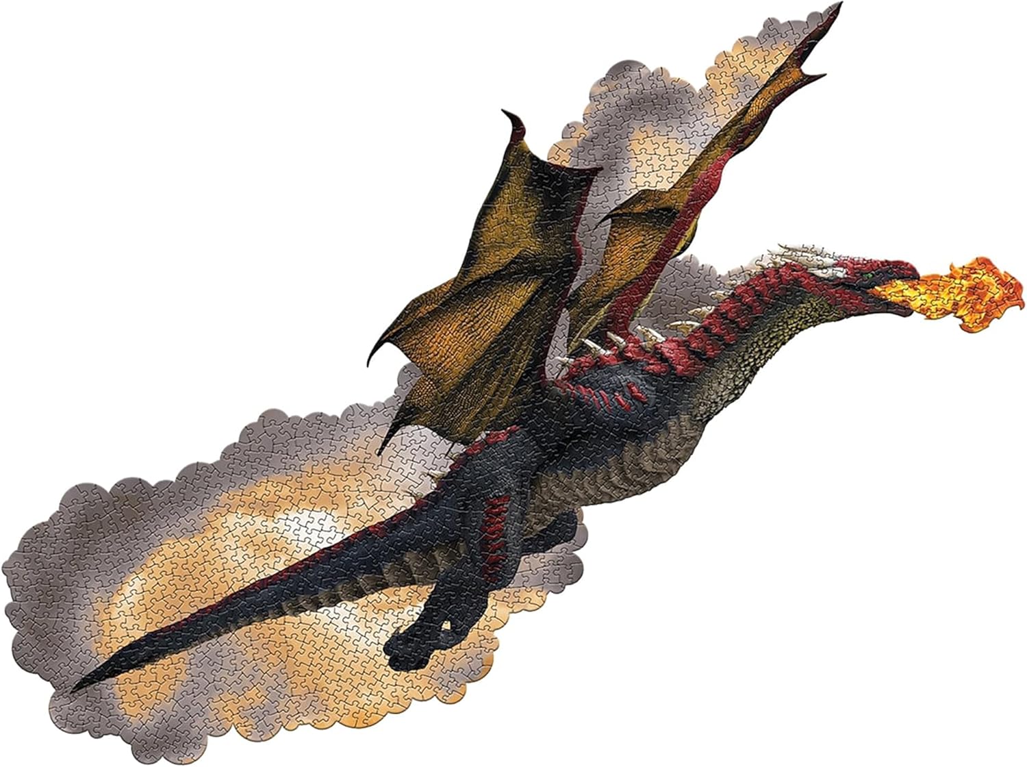 Madd Capp: I Am Dragon - 1000 Piece Dragon Shaped Jigsaw Puzzle, 41x20 Finished Size, Includes Educational Fun Fact Booklet, Fantasy Puzzle