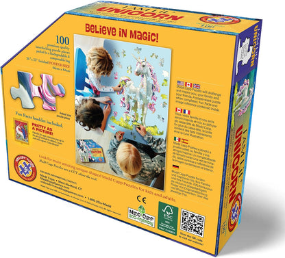 Madd Capp: I Am LiL' Unicorn - 100 Piece Puzzle - Kids Creature-Shaped Jigsaw, 26 X 33 Finished Size, Poster Reference, Educational Fun Facts Booklet