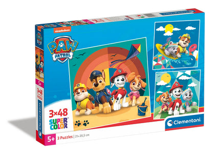 Clementoni - 25291 - Supercolor Puzzel - Paw Patrol - 3x48 Stukjes, Kinderpuzzels, 5-7 Jaar, Gemaakt in Italië