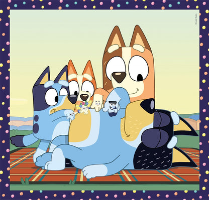 Clementoni Bluey Puzzle 3 x 48 Teile - Puzzle 32 x 22 cm für Kinder ab 5 Jahre - buntes Kinderpuzzle mit besonderer Leuchtkraft & Farbintensität 25308