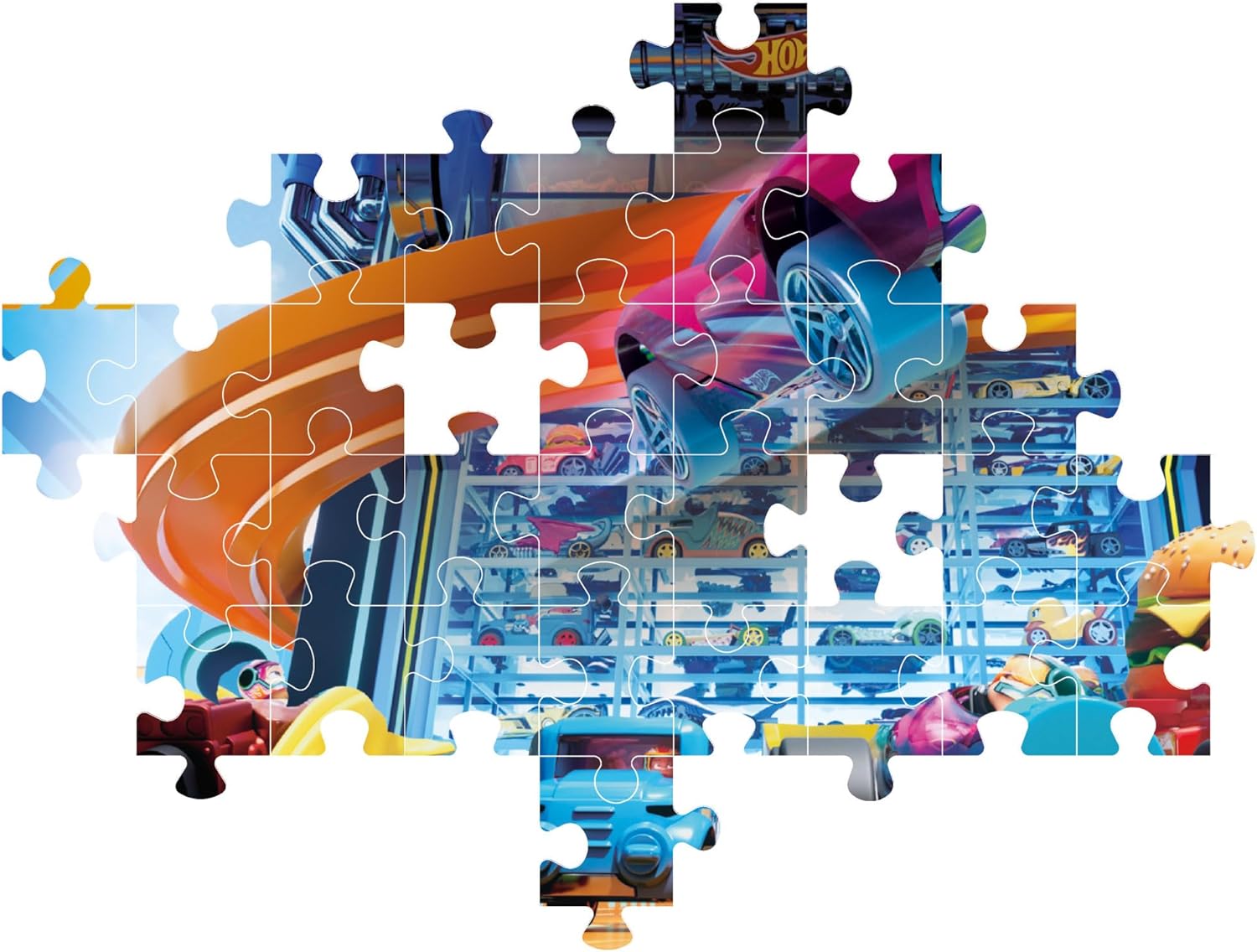 Clementoni Supercolor Hotwheels Puzzle 104 Teile - Auto Puzzle für Kinder ab 6 Jahren - Geschicklichkeitsspiel für Kinder - Hergestellt in Italien 25777