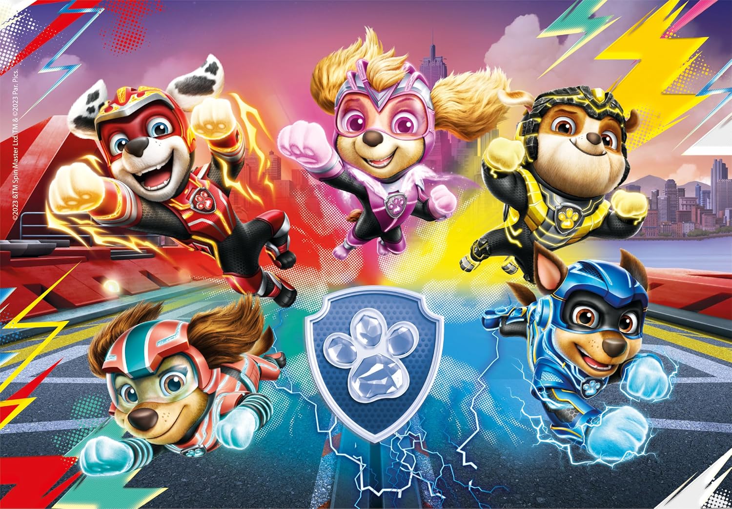 Clementoni 27236 Supercolor Paw Patrol The Mighty Movie – 104 Teile Kinder 6 Jahre, Cartoon-Puzzle – Made in Italy