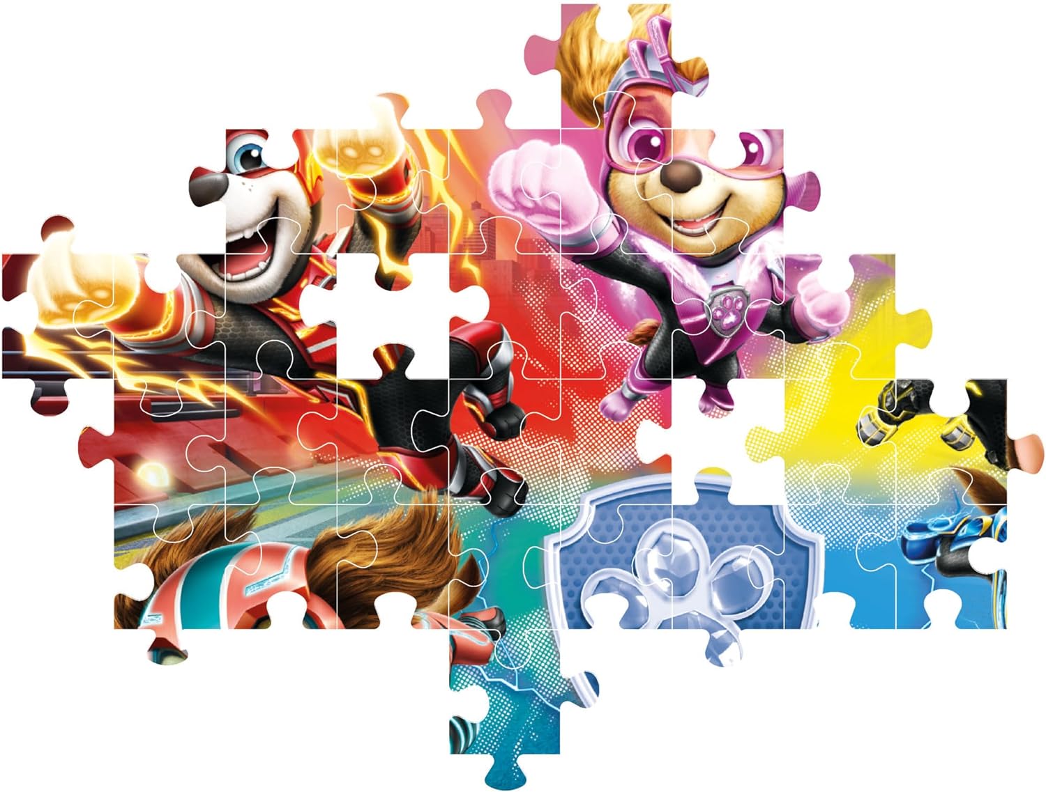Clementoni 27236 Supercolor Paw Patrol The Mighty Movie – 104 Teile Kinder 6 Jahre, Cartoon-Puzzle – Made in Italy