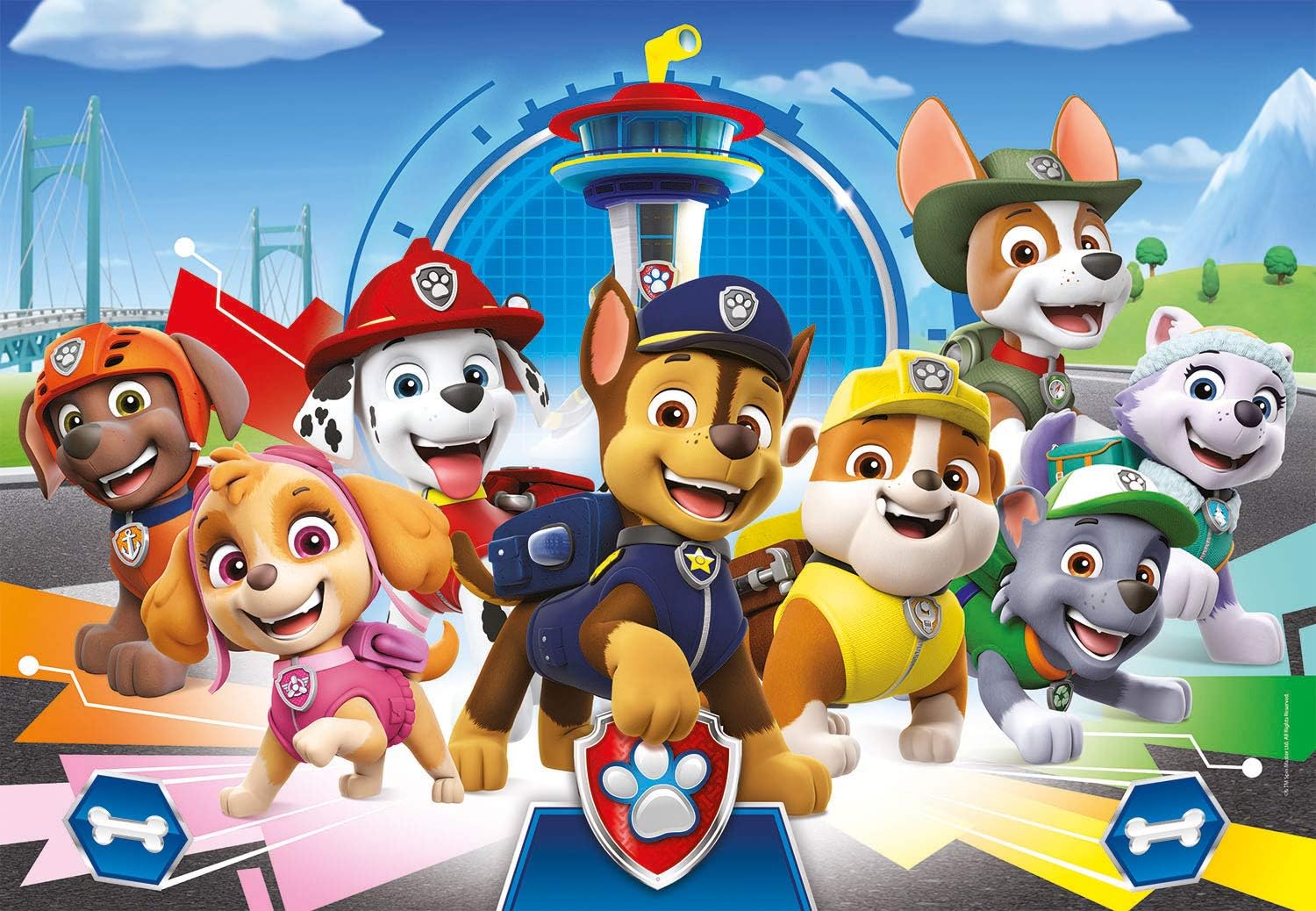 Clementoni 29105 Supercolor Paw Patrol – Puzzle 180 Teile ab 7 Jahren, buntes Kinderpuzzle mit besonderer Leuchtkraft & Farbintensität, Geschicklichkeitsspiel für Kinder