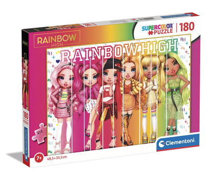 Clementoni - Puzzel Rainbow High 180 stukjes Supercolor High-180 stukjes Made in Italy, 7 jaar, cartoons, meisjes, meerkleurig, medium, 29775