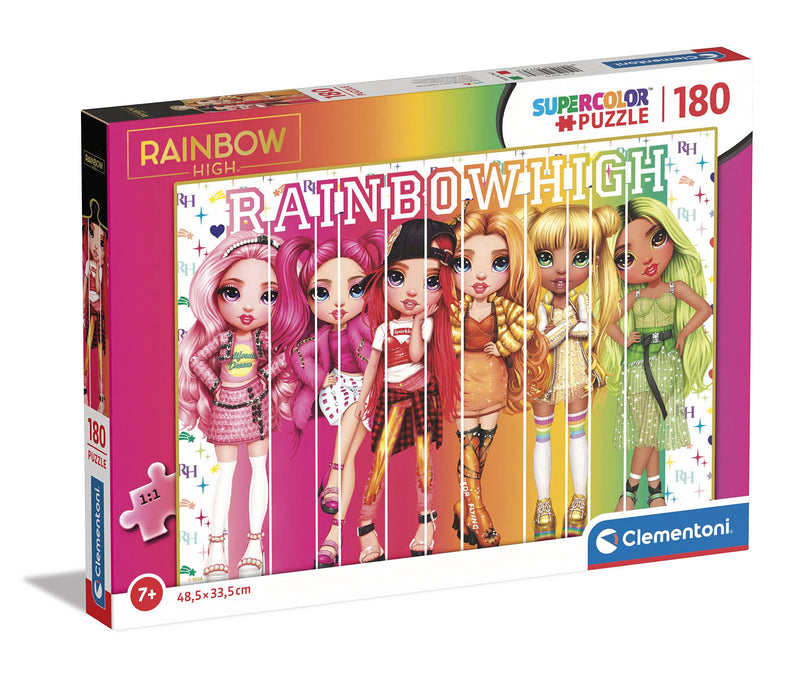 Clementoni - Puzzel Rainbow High 180 stukjes Supercolor High-180 stukjes Made in Italy, 7 jaar, cartoons, meisjes, meerkleurig, medium, 29775