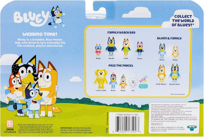 Bluey Figure 4-Pack Wedding Time, Re-enact Uncle Rad And Frisky's Wedding Day And Bingo Flower Girl Figures, White