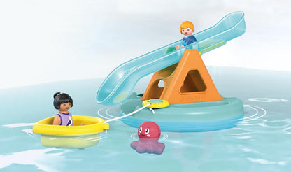 PLAYMOBIL Junior Aqua 71687 Isla de Baño con Tobogán, ncluye Muelle y escondite para Animales, Juguete sostenible Hecho de plásticos a Base de Plantas, Juguetes para niños y niñas a Partir de 1 año