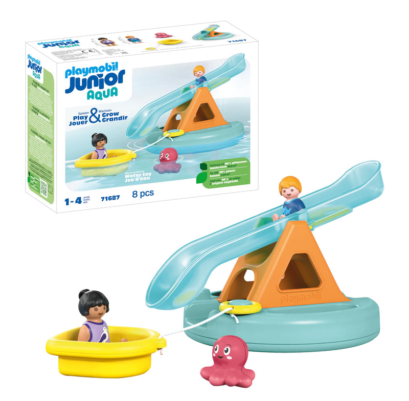 PLAYMOBIL Junior Aqua 71687 Isla de Baño con Tobogán, ncluye Muelle y escondite para Animales, Juguete sostenible Hecho de plásticos a Base de Plantas, Juguetes para niños y niñas a Partir de 1 año