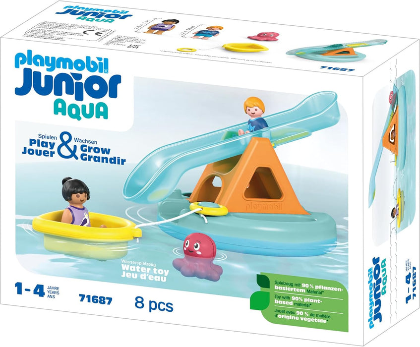 PLAYMOBIL Junior Aqua 71687 Isla de Baño con Tobogán, ncluye Muelle y escondite para Animales, Juguete sostenible Hecho de plásticos a Base de Plantas, Juguetes para niños y niñas a Partir de 1 año