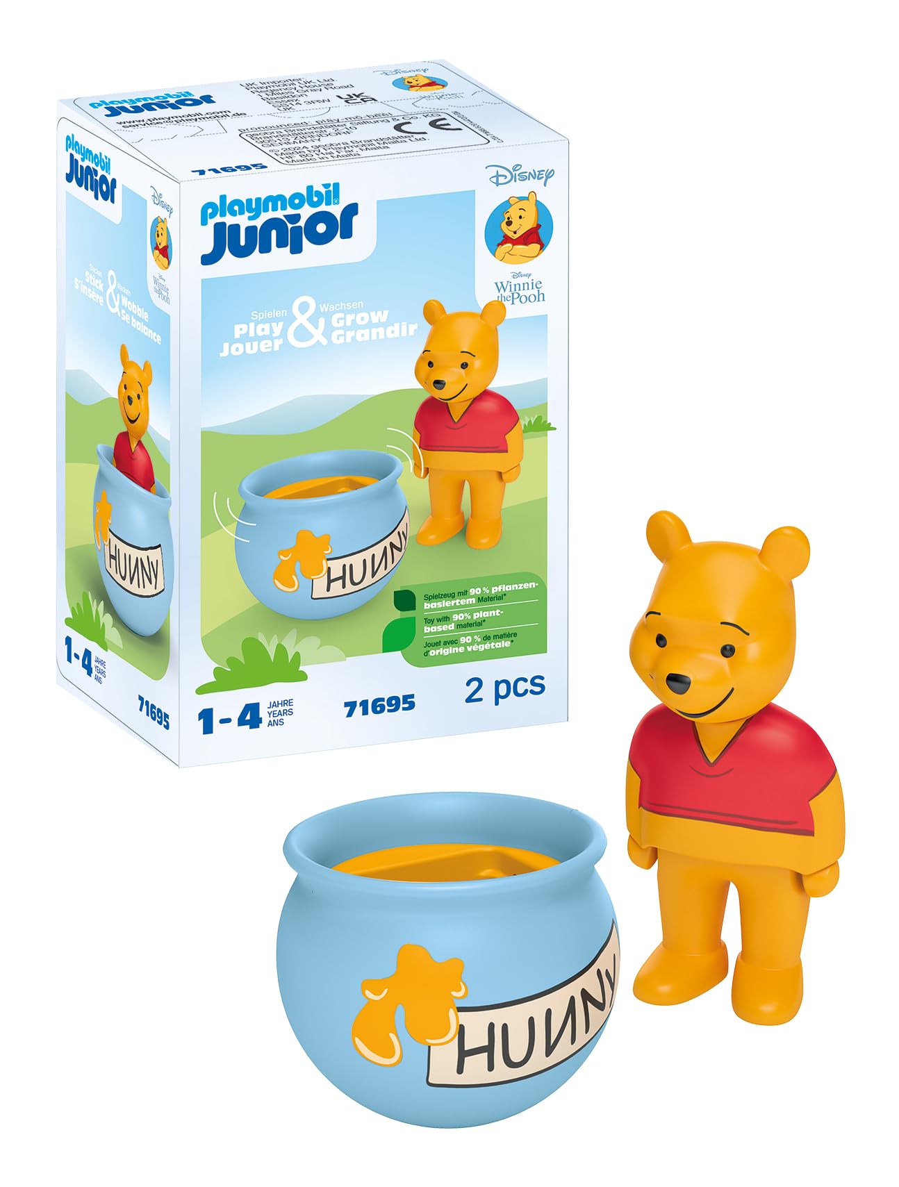 PLAYMOBIL JUNIOR | Disney | Winnie Puuhs Stehauf-Honigtopf | nachhaltiges Spielzeug aus biobasierten Kunststoffen | für Kinder ab 1 Jahr | 71695