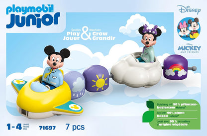 PLAYMOBIL JUNIOR | Disney | Micky Maus & Minnie Maus | Wolkenflug | nachhaltiges Spielzeug für Kinder ab 1 Jahr | 71697 Micky Maus' & Minnie Maus' Wolkenflug