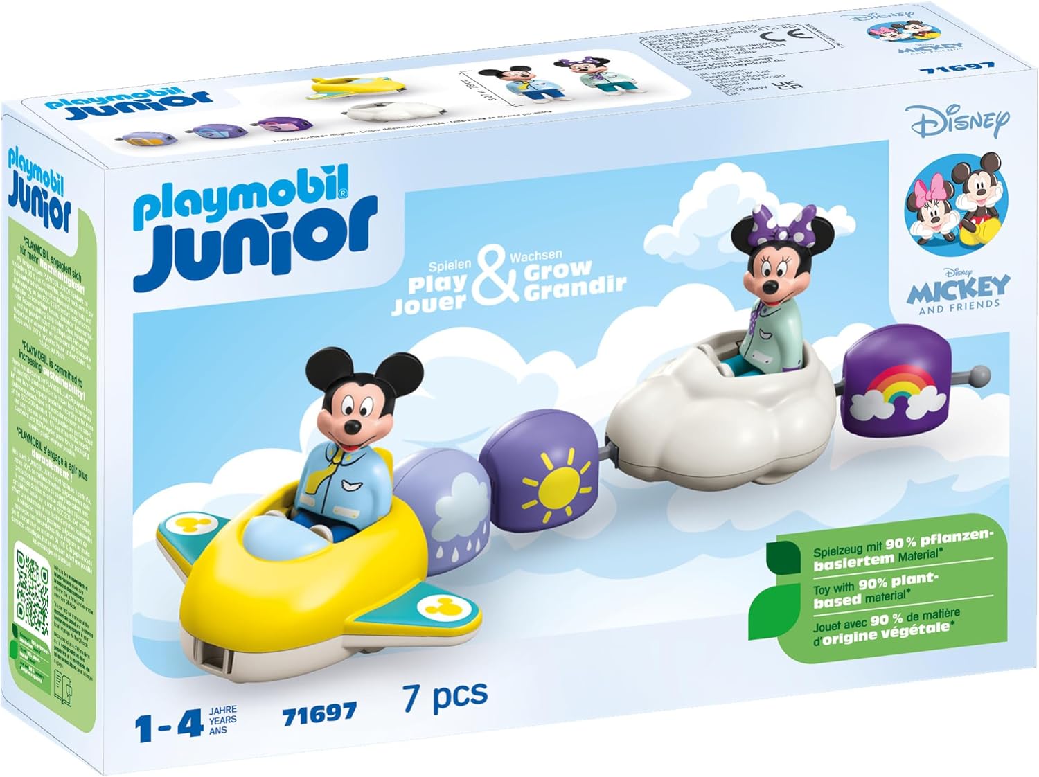 PLAYMOBIL JUNIOR | Disney | Micky Maus & Minnie Maus | Wolkenflug | nachhaltiges Spielzeug für Kinder ab 1 Jahr | 71697 Micky Maus' & Minnie Maus' Wolkenflug