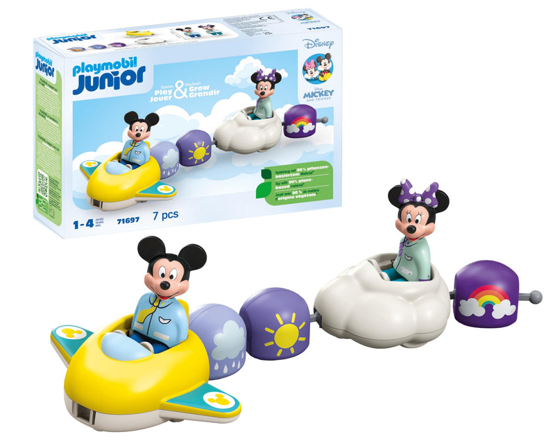 PLAYMOBIL JUNIOR | Disney | Micky Maus & Minnie Maus | Wolkenflug | nachhaltiges Spielzeug für Kinder ab 1 Jahr | 71697 Micky Maus' & Minnie Maus' Wolkenflug