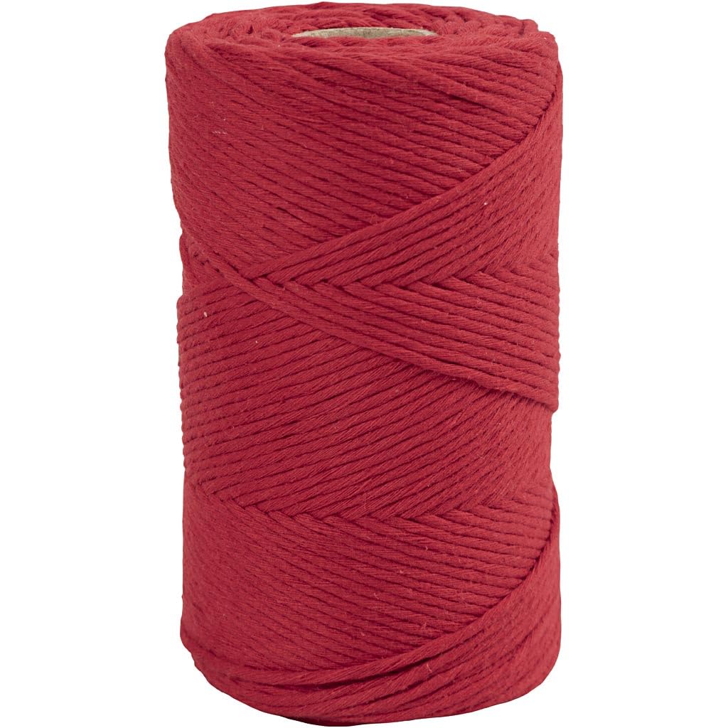 Macramé-Kordel, L: 198 m, D 2 mm, 330 g/ 1 Rolle creotime Rot