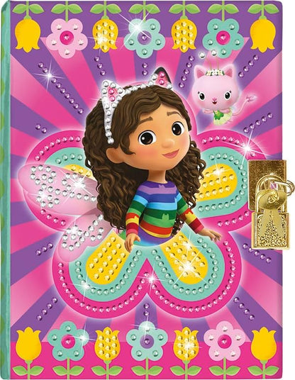 TM ESSENTIALS Gabby's Dollhouse Diamond Diary with Lock - DIY with Applicator Pen / 12.5 x 17.6 - Pink/Purple