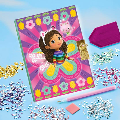 TM ESSENTIALS Gabby's Dollhouse Diamond Diary with Lock - DIY with Applicator Pen / 12.5 x 17.6 - Pink/Purple