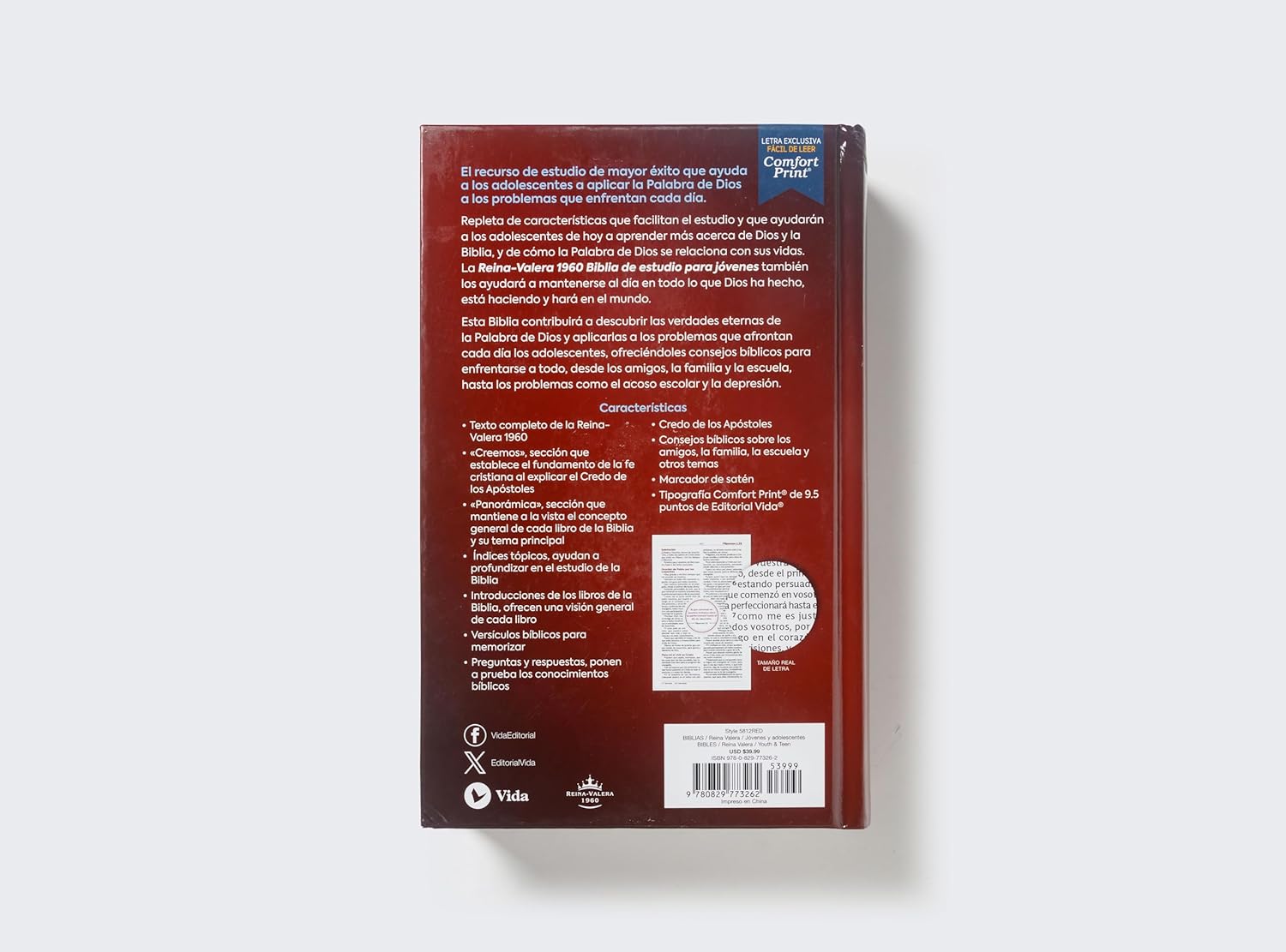 RVR60, Biblia de Estudio para Jóvenes Adolescentes, Tapa dura, Palabras de Jesús en Rojo, Comfort Print