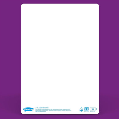 Show-me SMB10A Plain Double-Sided Boards – A4 Size for Drywipe and White Board Pens – Ideal for Classrooms, Schools and Education (10 Sets)