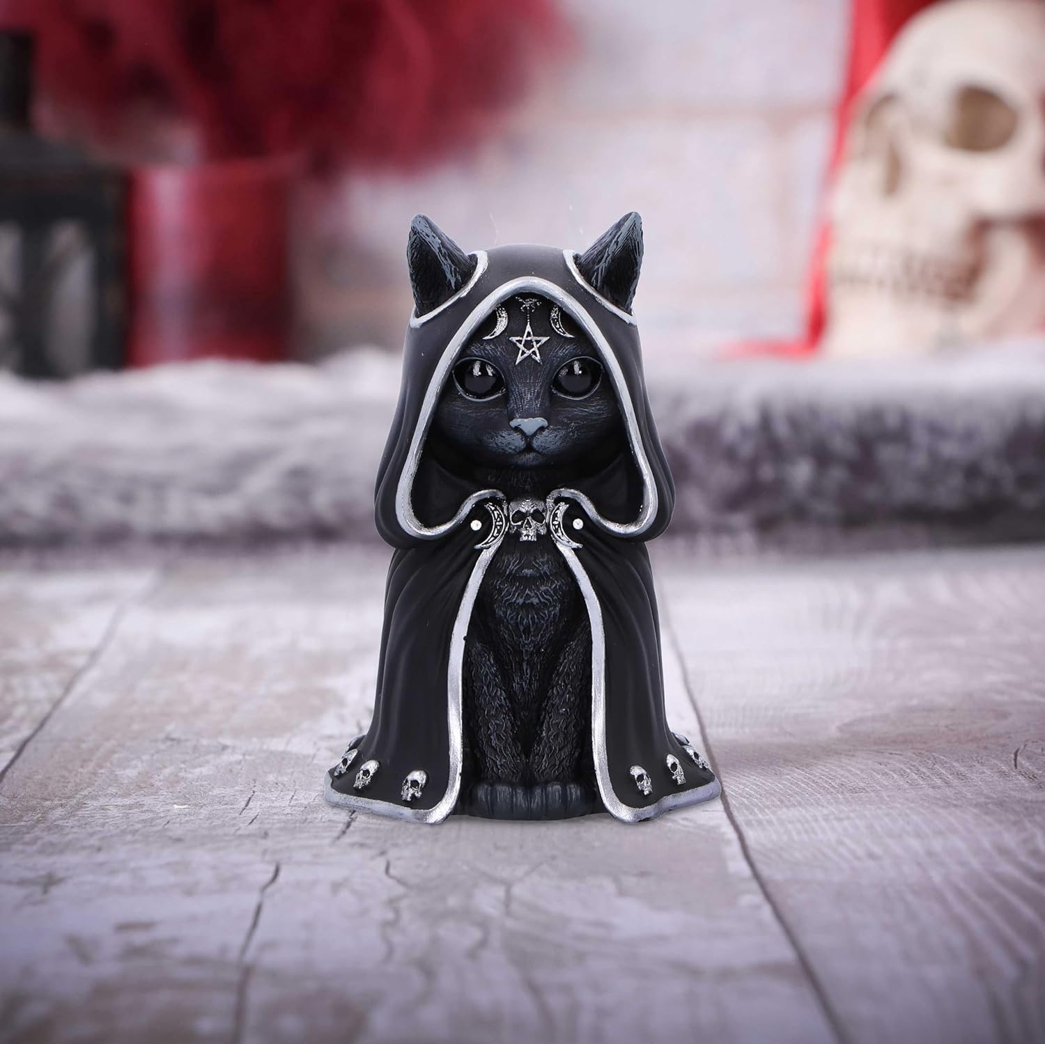 Nemesis Now Cult Cuties Zefur Figurine 10cm, Resin, Black, Cult Cuties™ Collectible Zefur Figure, Scarily Adorable Cat in Cloak, Spooky Cat Gift, Cast in the Finest Resin, Expertly Hand-Painted