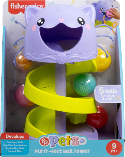 Fisher-Price Baby & Toddler Toy FP Pets Purrr-FECT Ball Tower Activity Center for Developmental Play Ages 9+