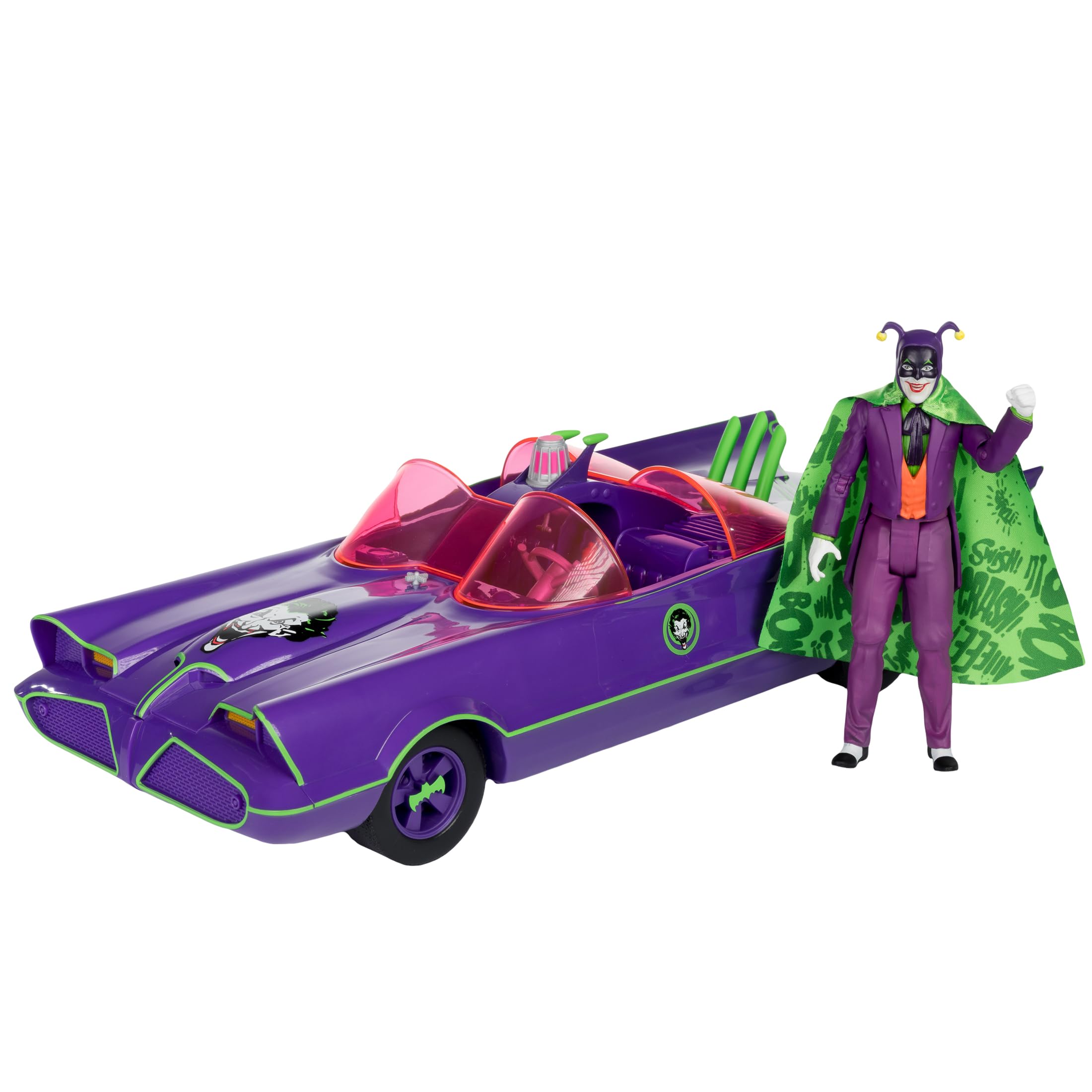 McFarlane Toys - DC Retro Batmobile & The Joker (Batman 66') Paquete de 2, Etiqueta Dorada, Exclusivo de Amazon