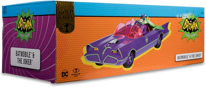 McFarlane Toys - DC Retro Batmobile & The Joker (Batman 66') Paquete de 2, Etiqueta Dorada, Exclusivo de Amazon