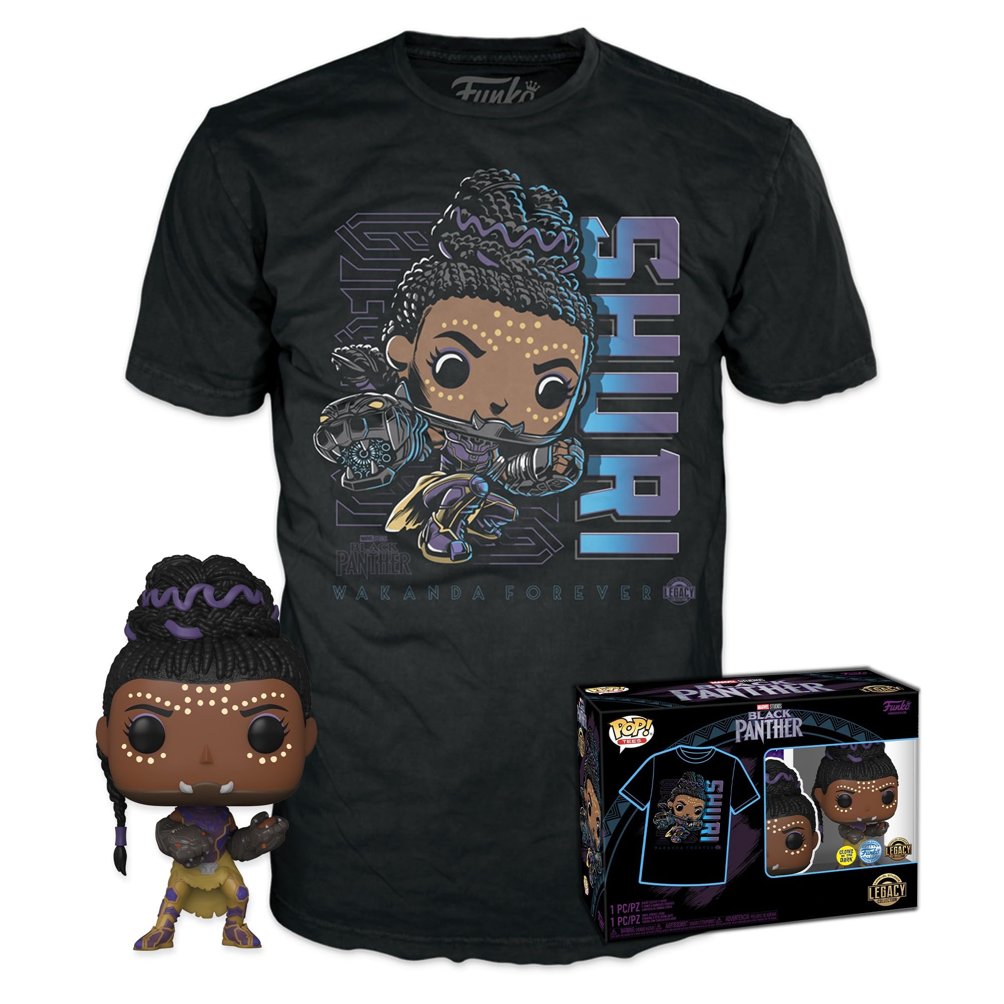 Funko Pop! & Tee: Arvel - Black Panther Shuri - Medium - T-Shirt, Maglietta - Vestiti con Figura in Vinile da Collezione - Idea Regalo - Giocattoli e Top a Maniche Corte per gli Adulti Uomini e Donne