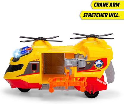 Dickie Toys - Elicottero di Soccorso cm 20, luci e Suoni, argano di Soccorso, a Partire dai 3 Anni, 203306023