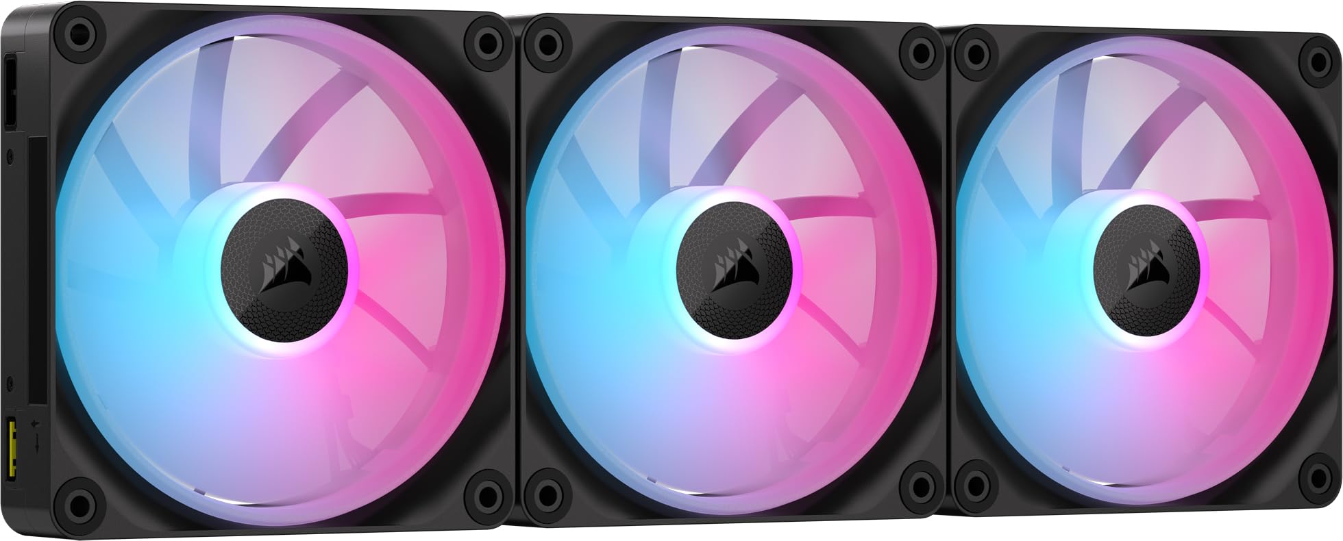Corsair iCUE LINK LX120 RGB 120mm PWM Fans Triple Pack – Dual Light Loops – Includes iCUE LINK System Hub AirGuide Technology – Black 3 x 120mm Black