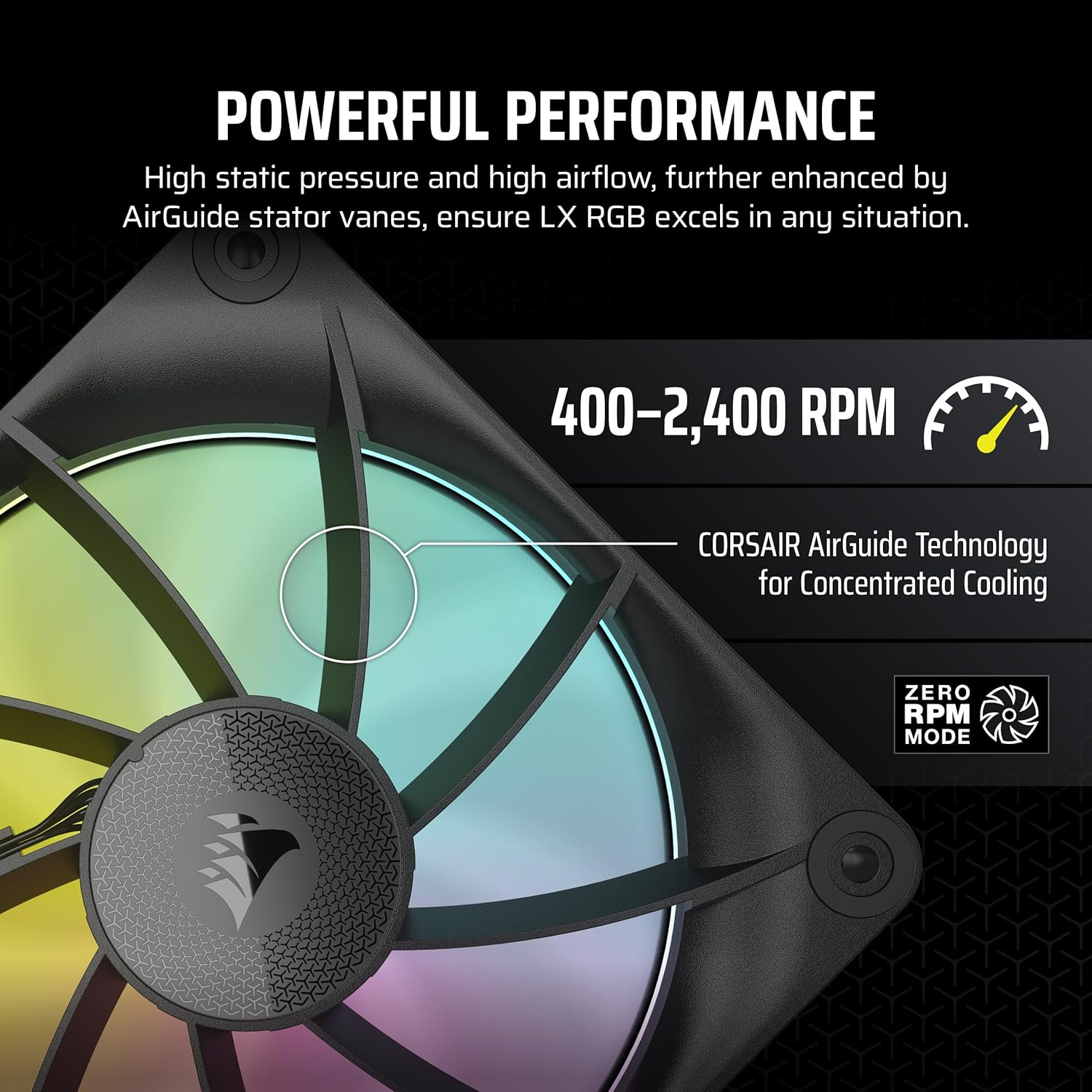 Corsair iCUE LINK LX120 RGB 120mm PWM Fans Triple Pack – Dual Light Loops – Includes iCUE LINK System Hub AirGuide Technology – Black 3 x 120mm Black