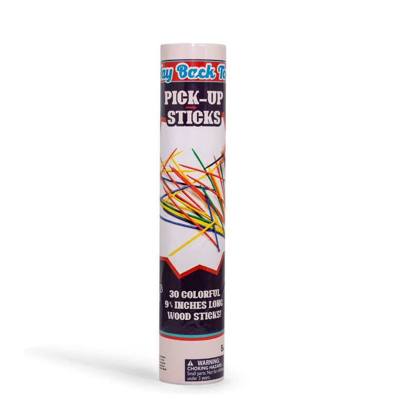 Way Back Toys Pick Up Sticks, 30 colorful wooden sticks and easy to carry container, game of steady hands and skill, novelty family fun game for ages 5 and up