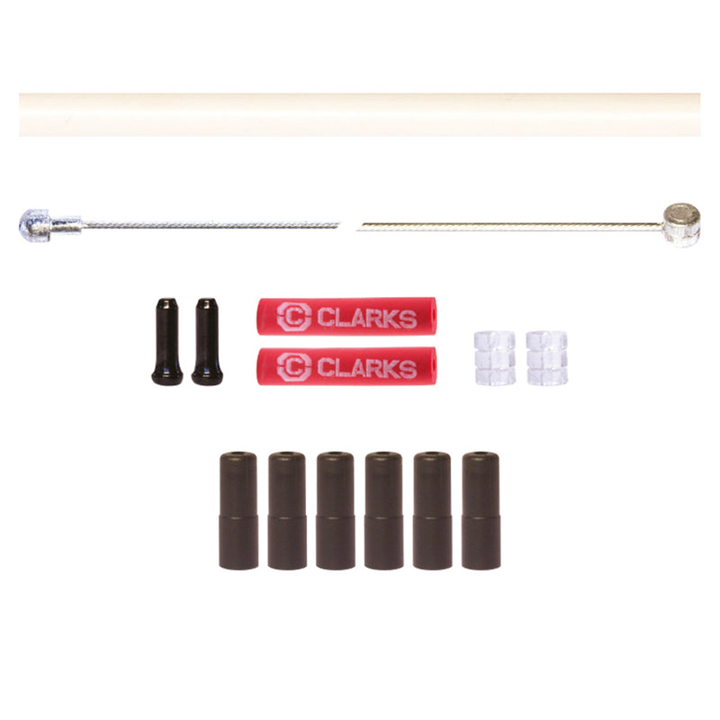Clarks Universal S/S Front & Rear Brake Cable Kit W/P2 White Outer Casing