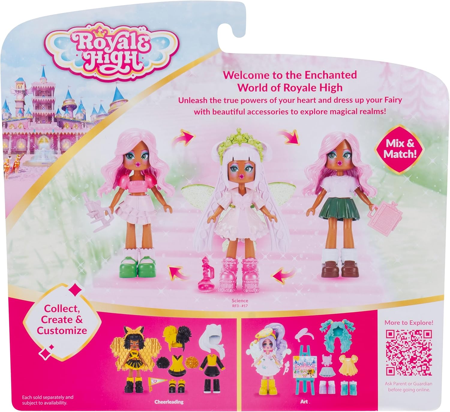 Royale High 3” School Spirit Fashion Pack: Science - Nature Series 1-1 Figure with 15 Accessories - Wings Become Rings - Virtual Item Code Included - Ages 5+