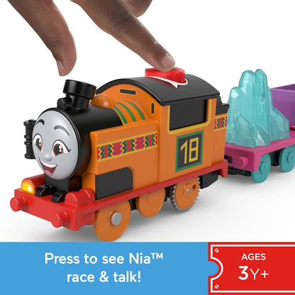 Thomas & Friends Motorized Toy Train Talking Nia Battery-Powered Engine with Sounds & Phrases for Kids 3+ Years, UK English Version, HYR78