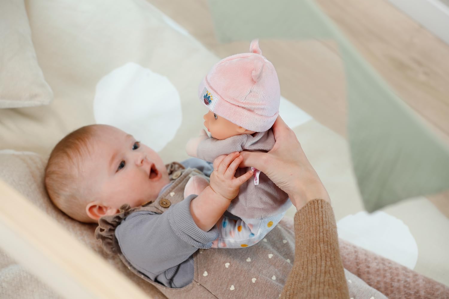 Baby Annabell for babies Sweetie Mauve, Soft 30cm Tall Fabric Doll with Integrated Rattle, For Newborns, 710715 Zapf Creation