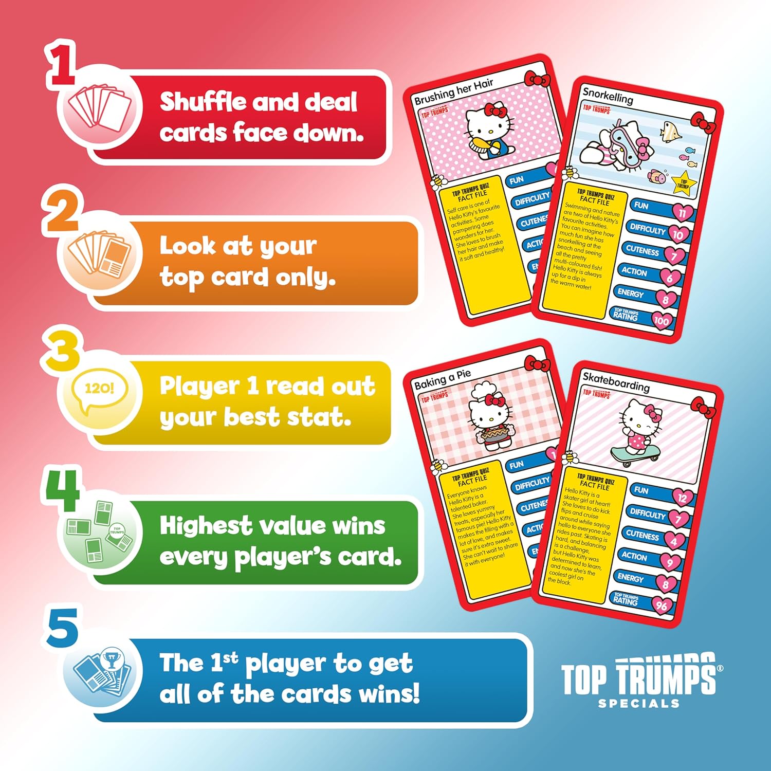 Top Trumps Hello Kitty Specials Card Game Discover Play With Hello Kitty and Discover All of Her Favourite Hobbies Educational Gift for Ages 6 Plus
