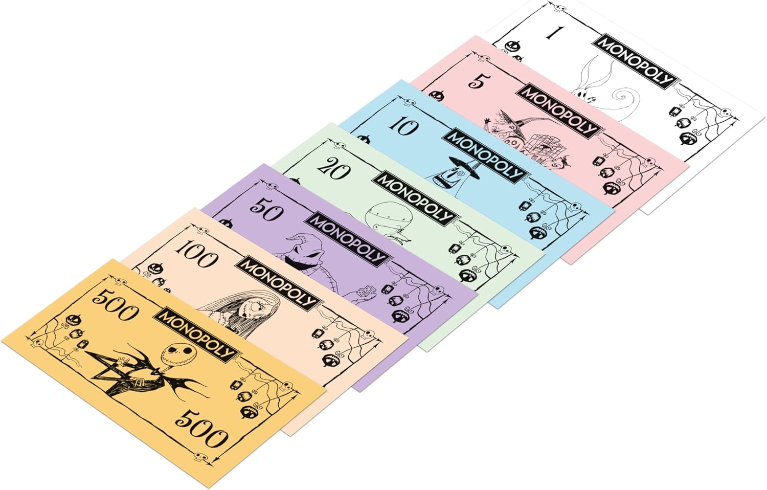 Winning Moves, Nightmare Before Christmas Monopoly Advance to Zero’s Tomb, Spiral Hill, Dr. Finkelstein’s Laboratory, Jack’s Tower and trade your way to success, makes great gift for ages 8 plus