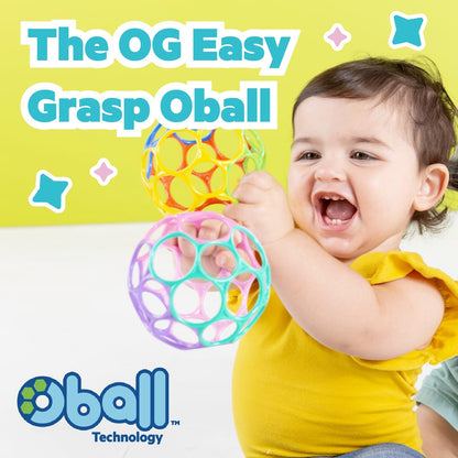 Bright Starts Oball Easy-Grasp Rattle BPA-Free Infant Toy in Blue, Age Newborn and up, 4 Inches