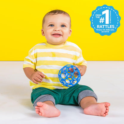 Bright Starts Oball Easy-Grasp Rattle BPA-Free Infant Toy in Blue, Age Newborn and up, 4 Inches