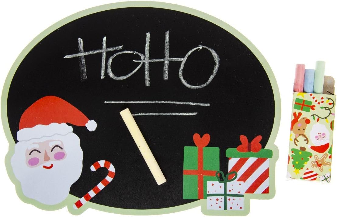 DUCKIEZ Set di 4 gessetti di Natale, lavagna, Babbo Natale, sacchetti per feste (Natale