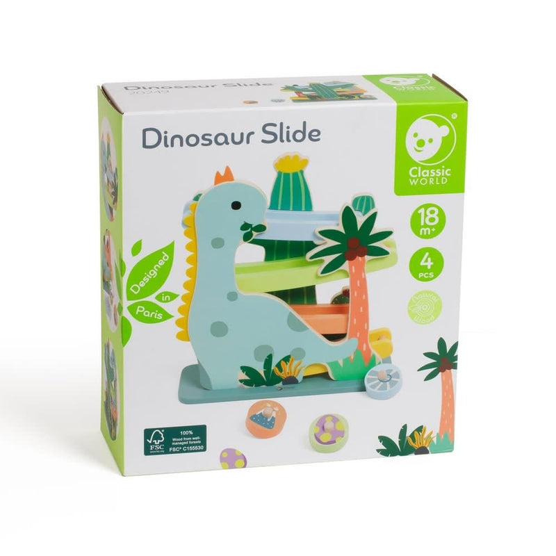 Classic World World 4 Palla di Legno Dinosauro, 4 pezzi.